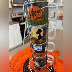 Charlie brown welcome great pumpkin mug stack